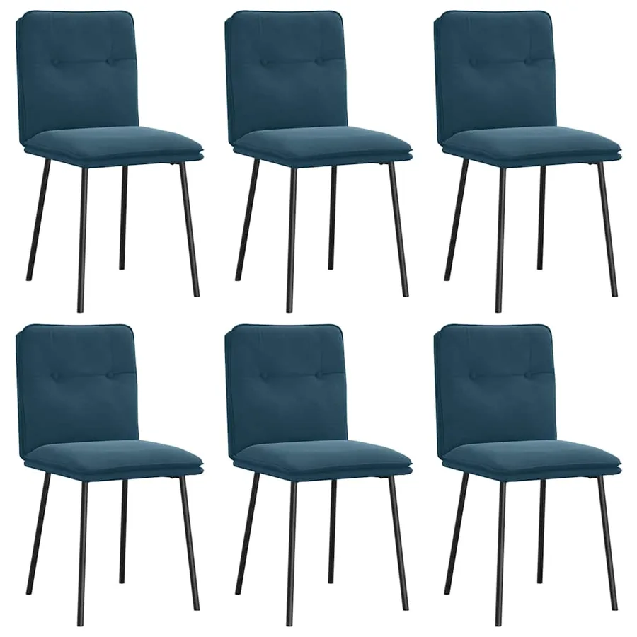 Chaises à manger lot de 6 bleu velours - 2