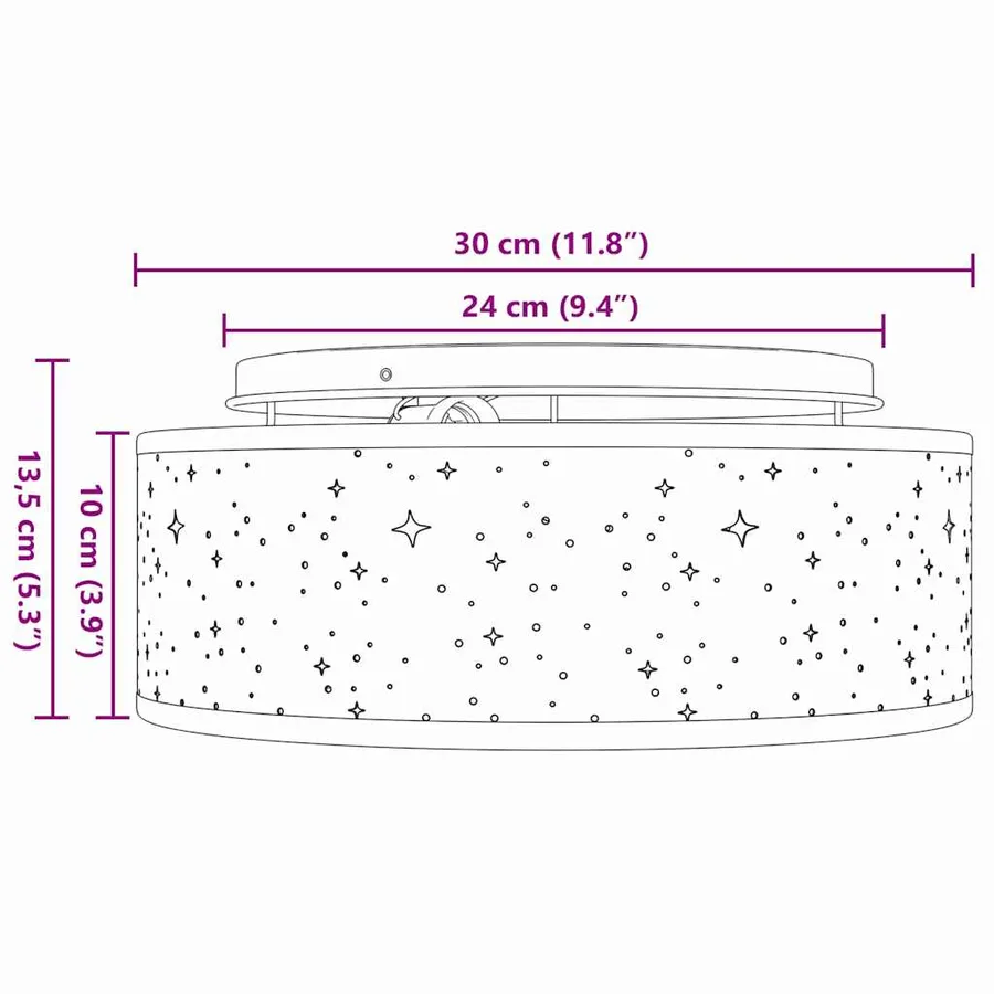 Lampe de plafond Gris 30 x 30 x 13,5 cm tissu - 12
