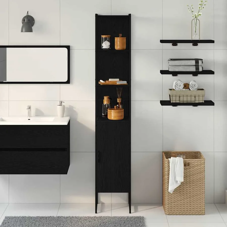 Armoire de salle de bain Chêne noir 33 x 33 x 185,5 cm - 4