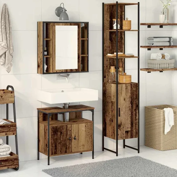 Ensemble de mobilier de salle de bain 3 pcs Bois Ancien