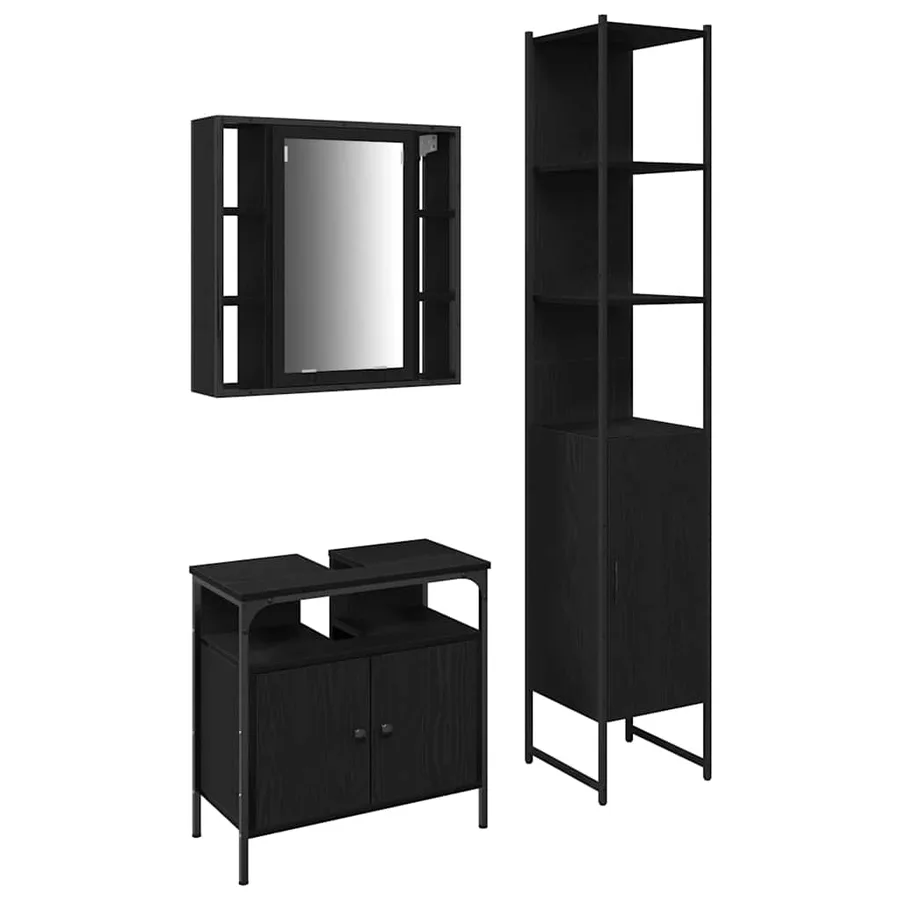 Ensemble de mobilier de salle de bain 3 pcs Chêne noir - 2