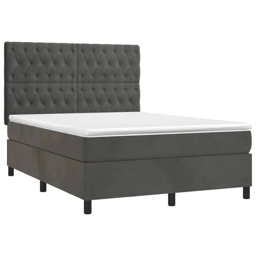 Sommier à lattes de lit et matelas Gris foncé 140x190cm Velours - 3