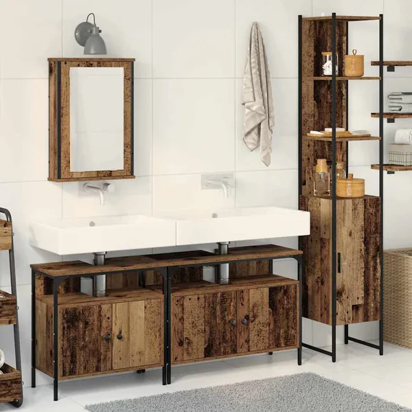 Ensemble de mobilier de salle de bain 4 pcs Bois Ancien