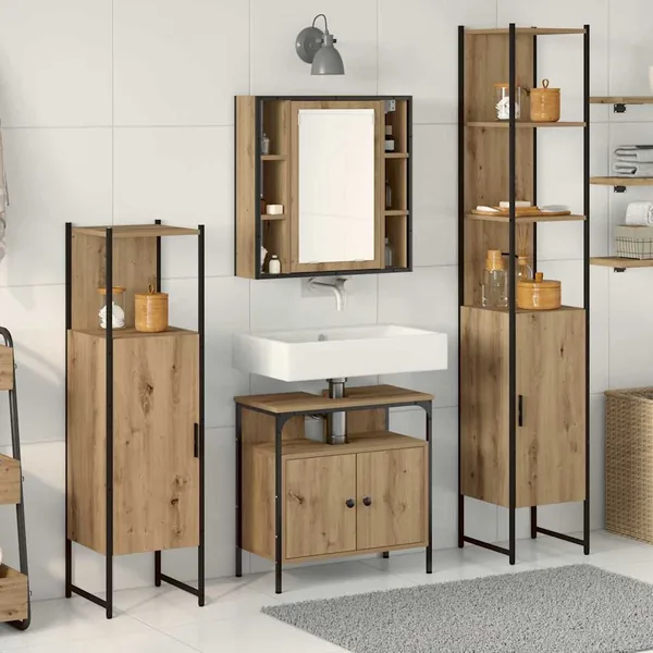 Ensemble de mobilier de salle de bain 4 pc Chêne artisanal