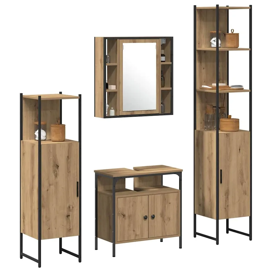 Ensemble de mobilier de salle de bain 4 pc Chêne artisanal - 3