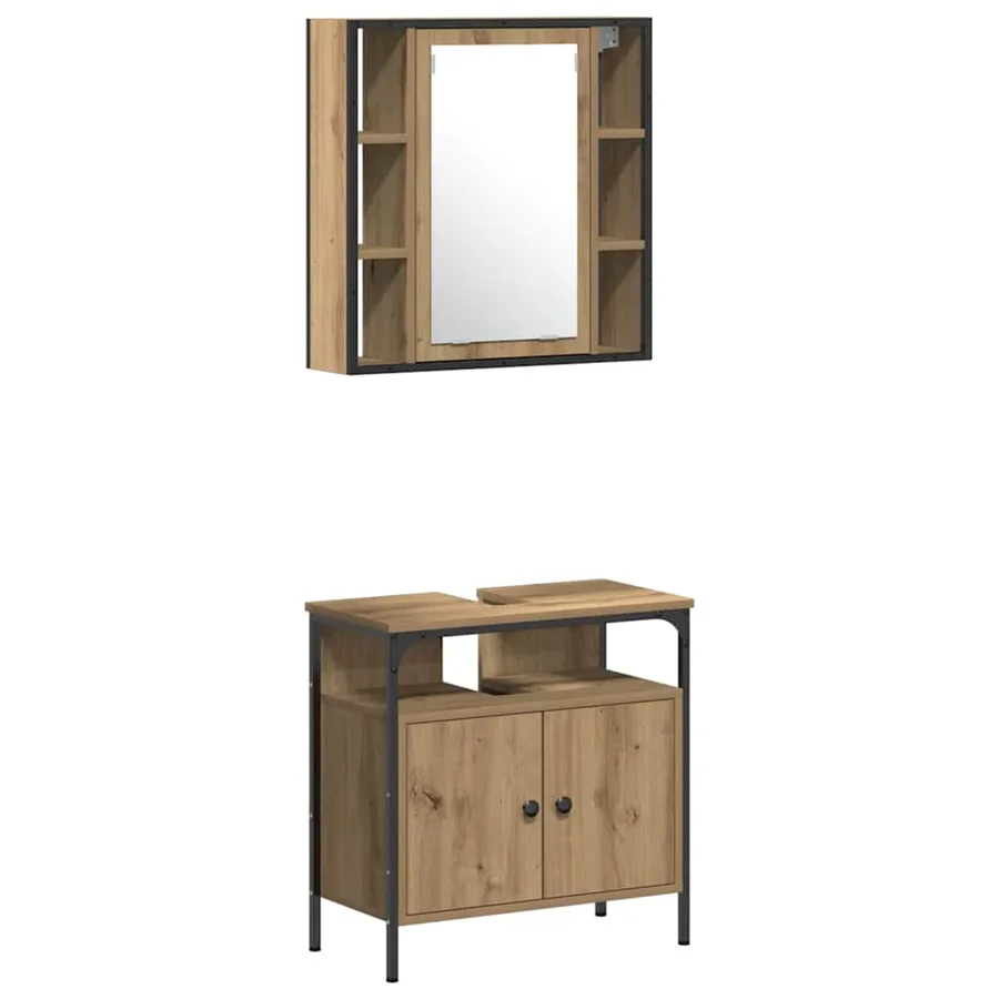 Ensemble de mobilier de salle de bain 4 pc Chêne artisanal - 6