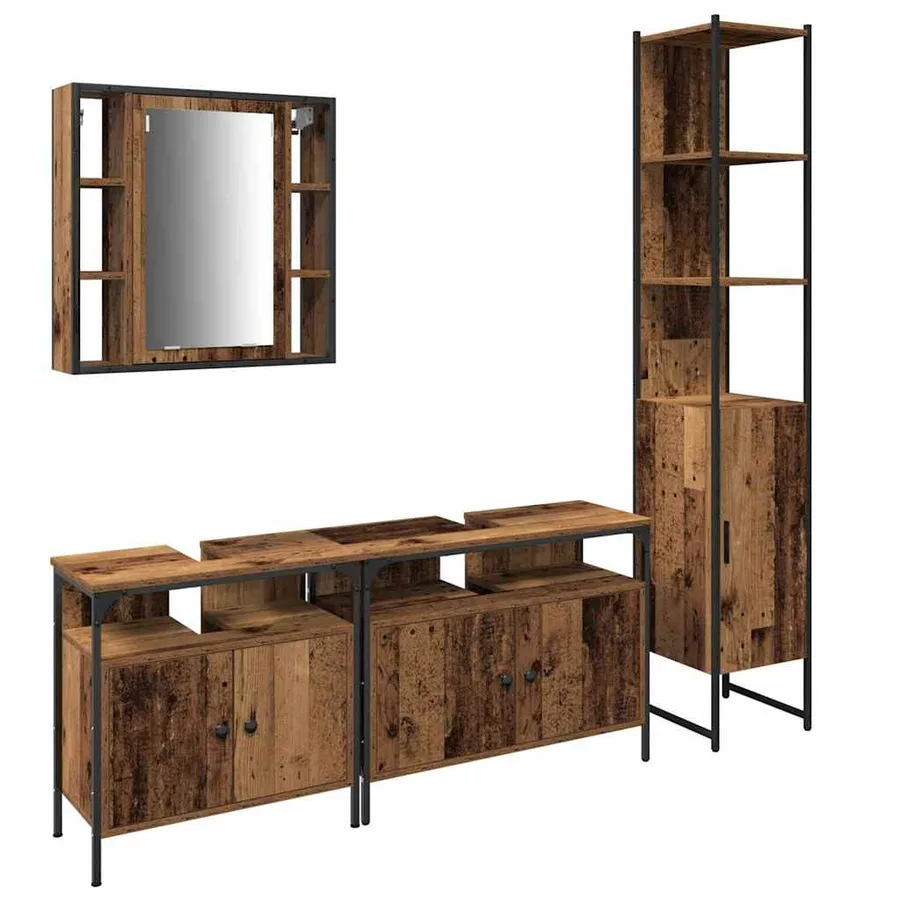 Ensemble de mobilier de salle de bain 4 pcs Bois Ancien - 2