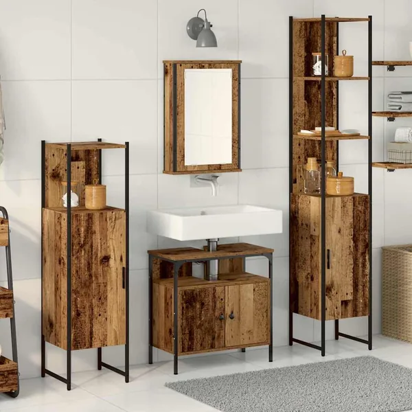 Ensemble de mobilier de salle de bain 4 pcs Bois ancien