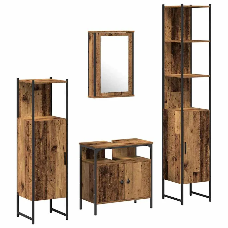 Ensemble de mobilier de salle de bain 4 pcs Bois ancien - 2