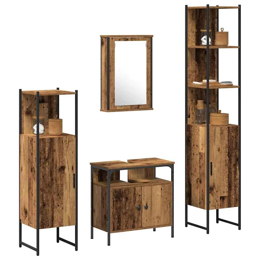 Ensemble de mobilier de salle de bain 4 pcs Bois ancien - 3
