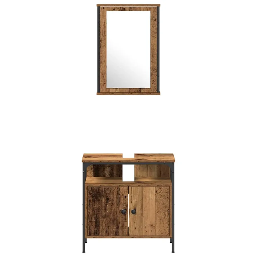 Ensemble de mobilier de salle de bain 4 pcs Bois ancien - 9