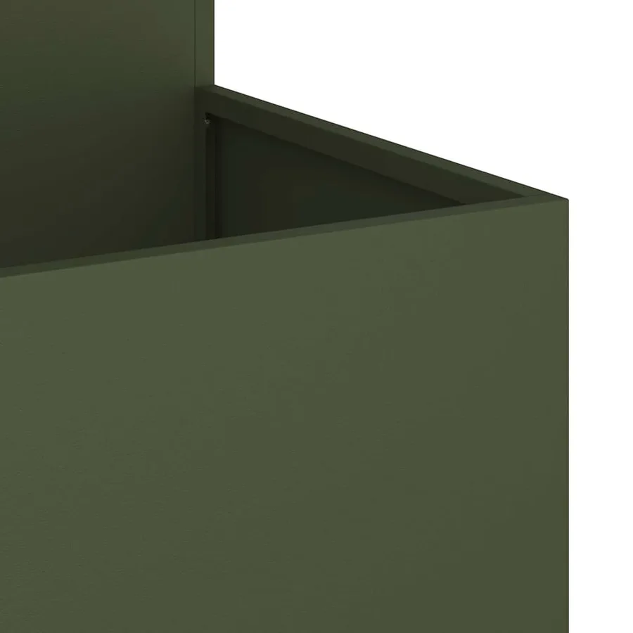 Cache-pot de jardin Vert olive 80 x 80 x 60 cm Acier - 9