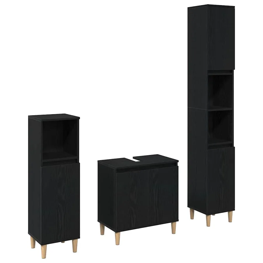 Ensemble de mobilier de salle de bain 3 pcs Chêne noir - 2