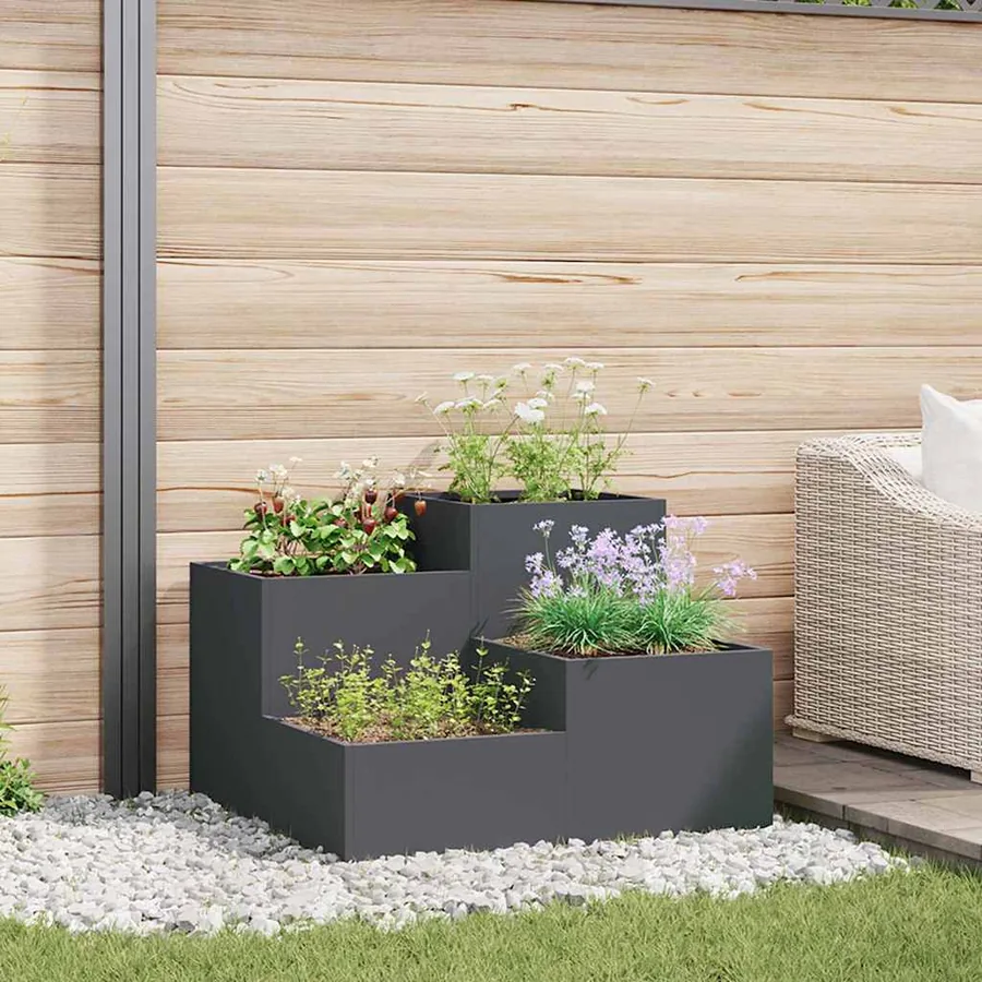 Cache-pot de jardin Anthracite 100 x 100 x 60 cm Acier