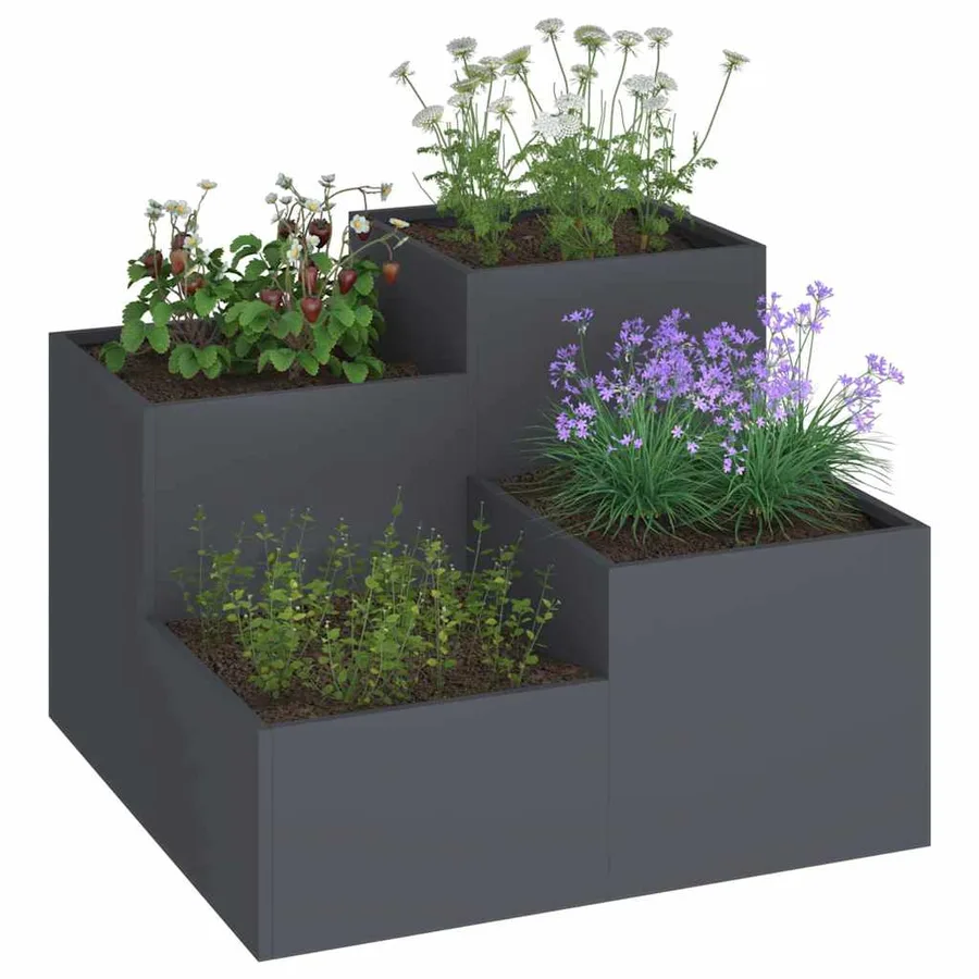 Cache-pot de jardin Anthracite 100 x 100 x 60 cm Acier - 3
