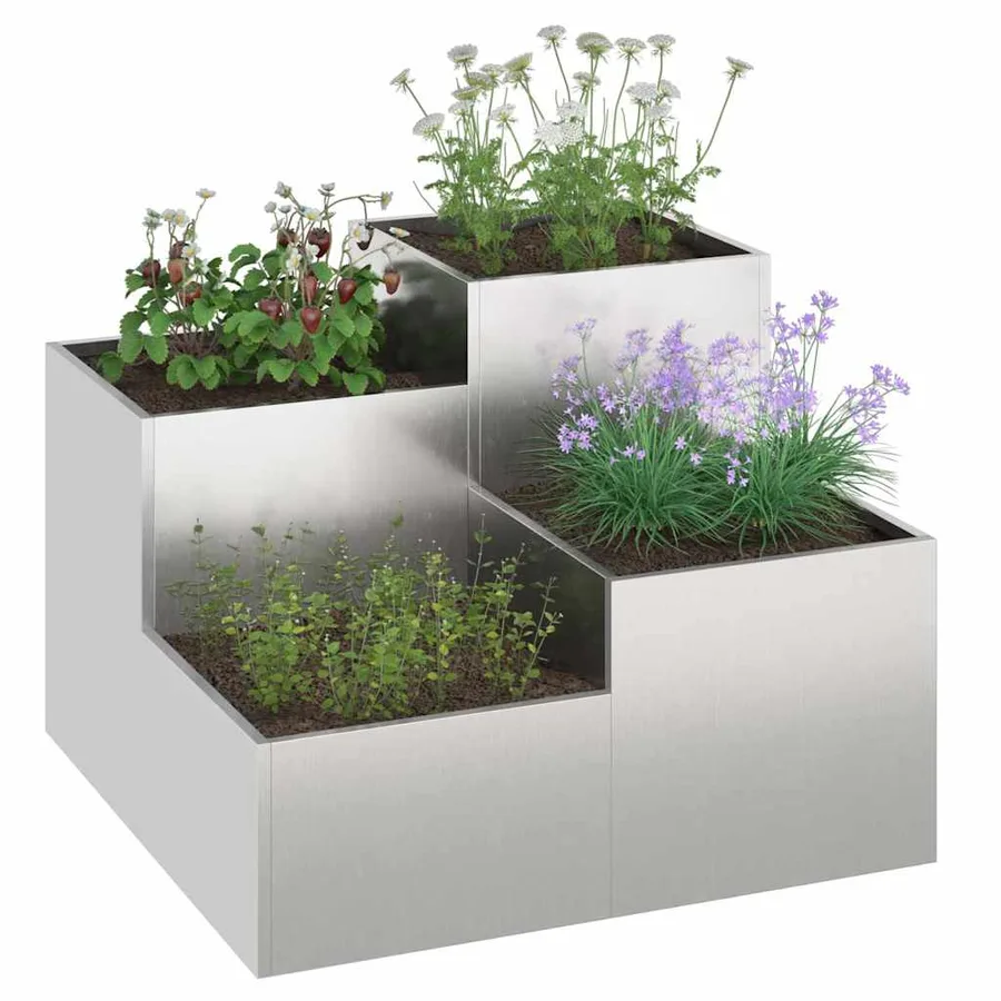 Cache-pot de jardin Argent 100 x 100 x 60 cm Acier inoxydable - 3