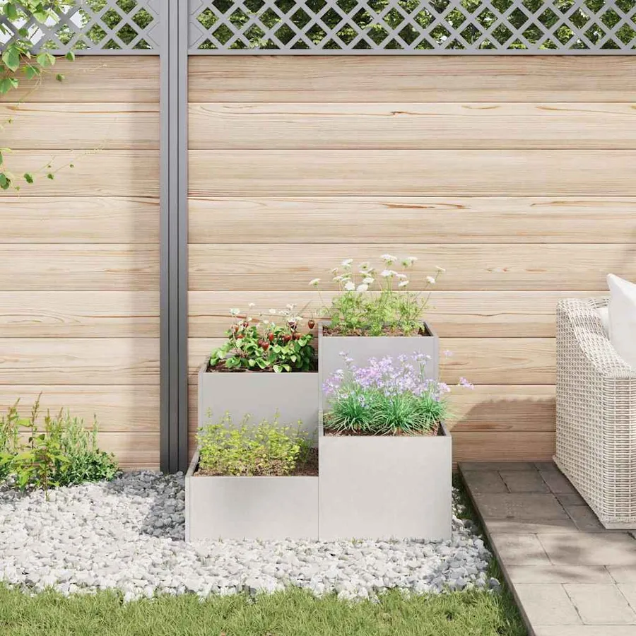 Cache-pot de jardin Argent 100 x 100 x 60 cm Acier inoxydable - 4