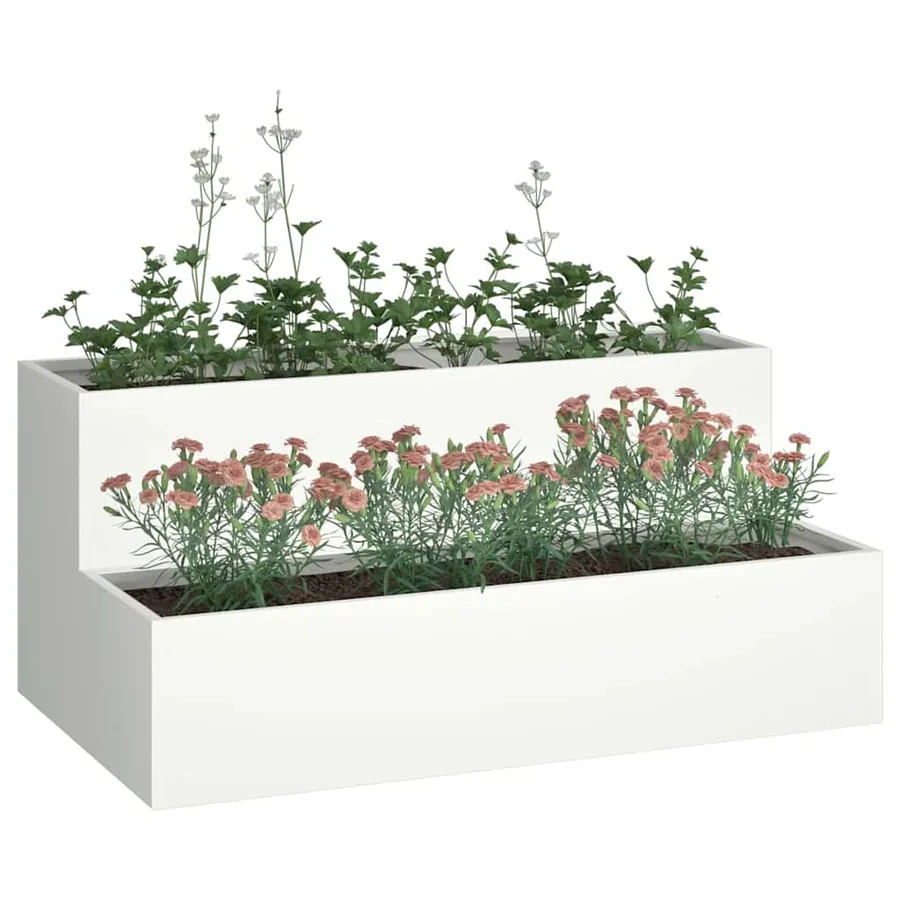Cache-pot de jardin Blanc 100 x 60 x 45 cm Acier laminé à froid - 3