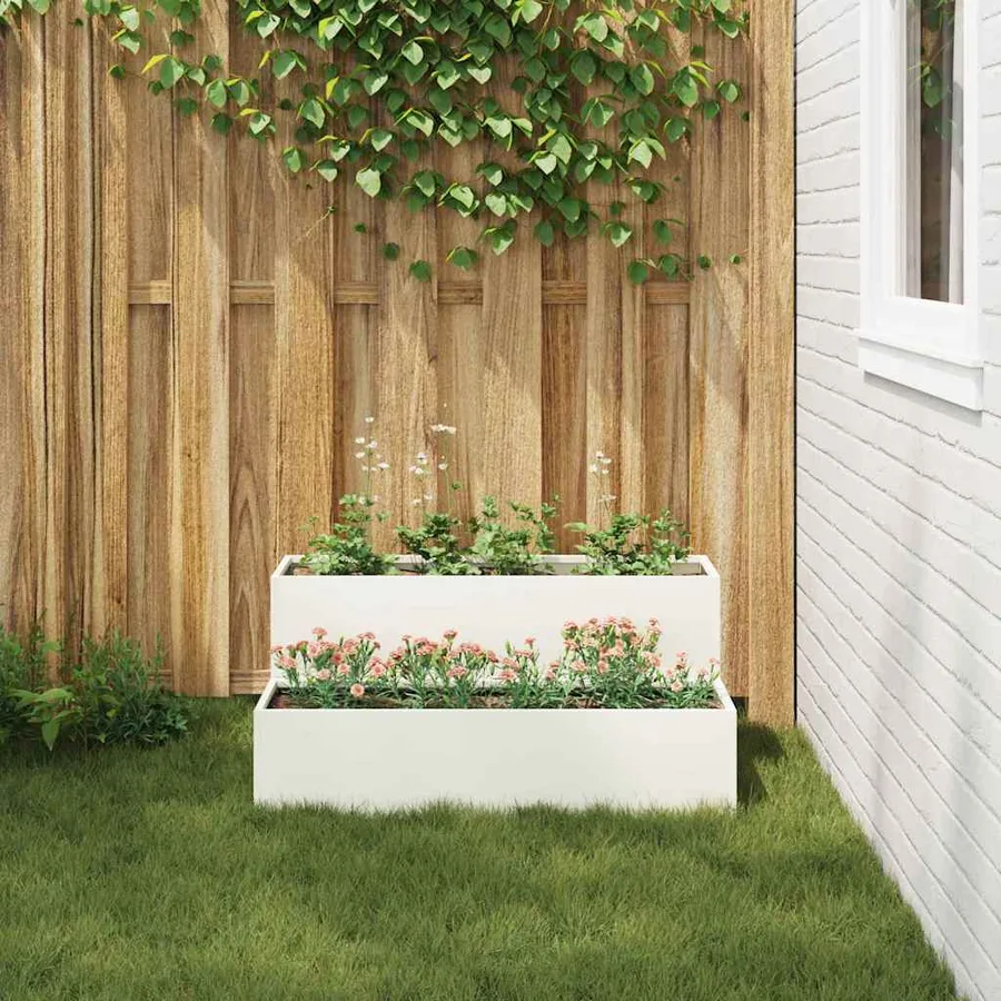 Cache-pot de jardin Blanc 100 x 60 x 45 cm Acier laminé à froid - 4