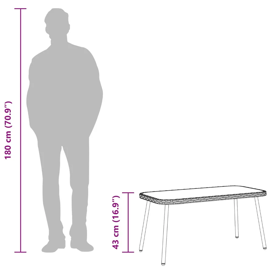 Table basse Marron et Noir 90 x 45 x 43 cm polyrotin - 9