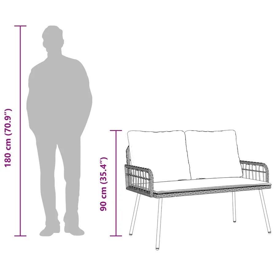 Banc de jardin avec coussin Anthracite 114 x 64 x 90cm Acier - 7
