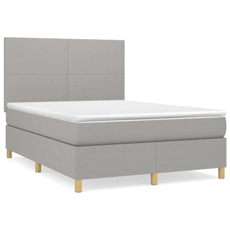 Sommier à lattes de lit avec matelas Gris clair 140x200cm Tissu - 2