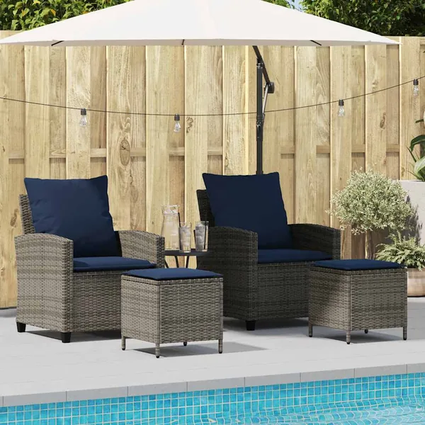 Ensemble de canapé de jardin 4 pcs avec coussins gris résine tressée