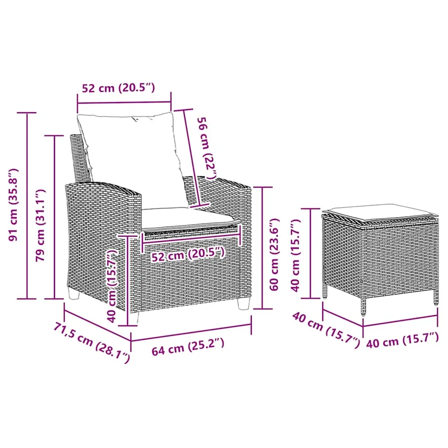 Ensemble de canapé de jardin 4 pcs avec coussins gris résine tressée - 10