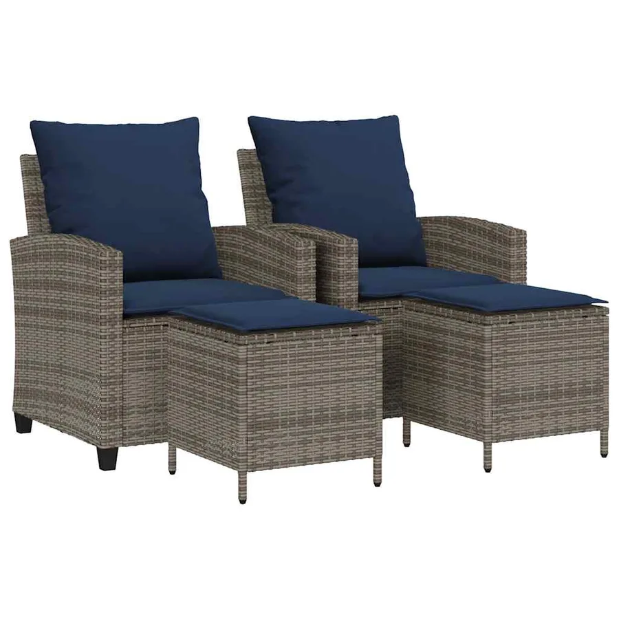 Ensemble de canapé de jardin 4 pcs avec coussins gris résine tressée - 2