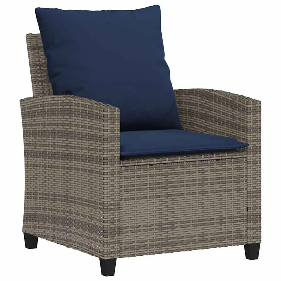 Ensemble de canapé de jardin 4 pcs avec coussins gris résine tressée - 4