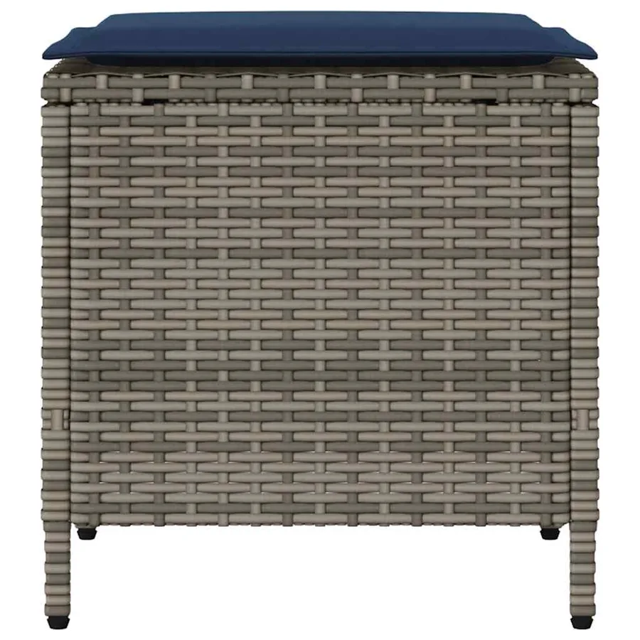 Ensemble de canapé de jardin 4 pcs avec coussins gris résine tressée - 7
