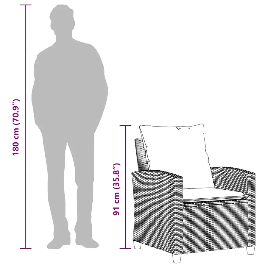 Ensemble de canapé de jardin 4 pcs avec coussins marron résine tressée - 11
