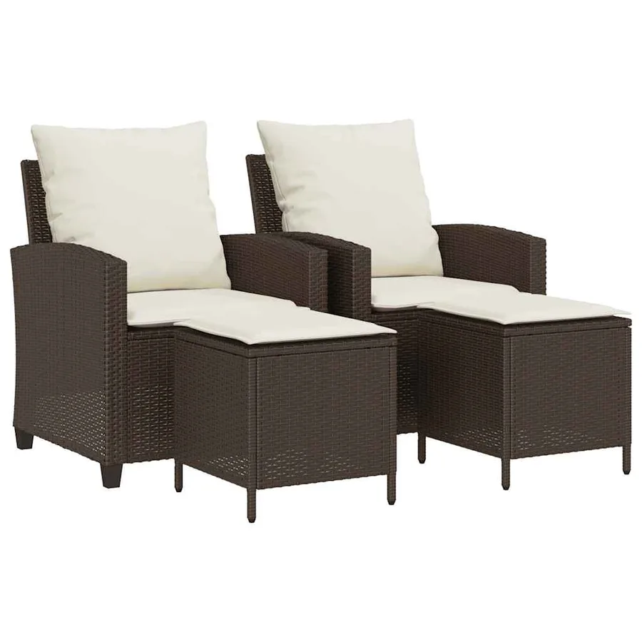Ensemble de canapé de jardin 4 pcs avec coussins marron résine tressée - 2