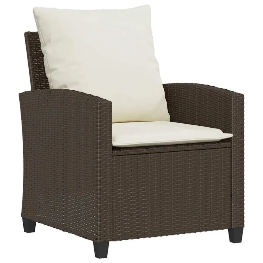 Ensemble de canapé de jardin 4 pcs avec coussins marron résine tressée - 4