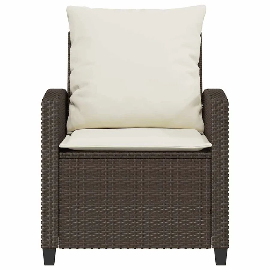 Ensemble de canapé de jardin 4 pcs avec coussins marron résine tressée - 5