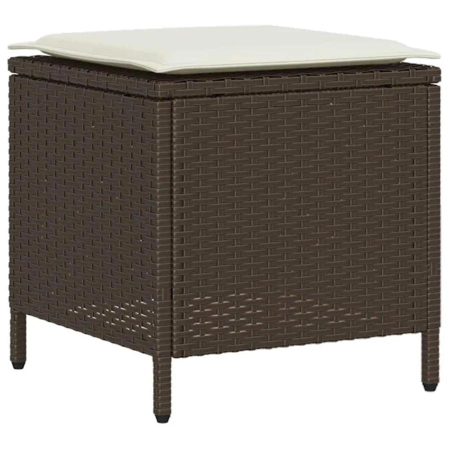 Ensemble de canapé de jardin 4 pcs avec coussins marron résine tressée - 6