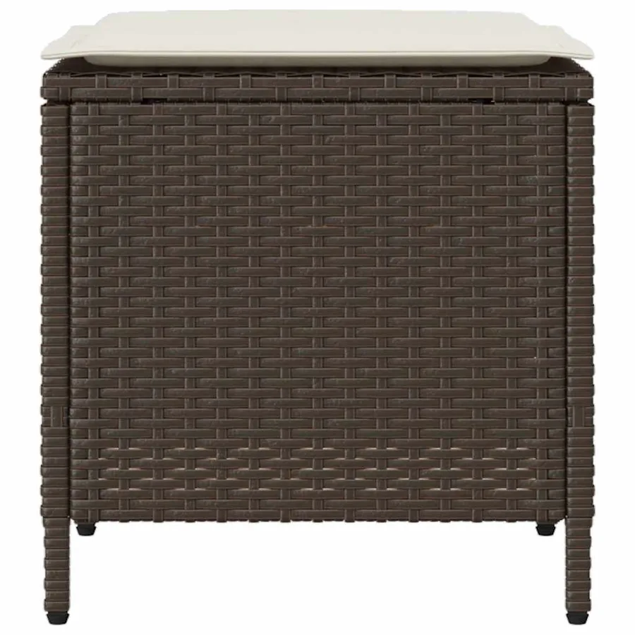 Ensemble de canapé de jardin 4 pcs avec coussins marron résine tressée - 7