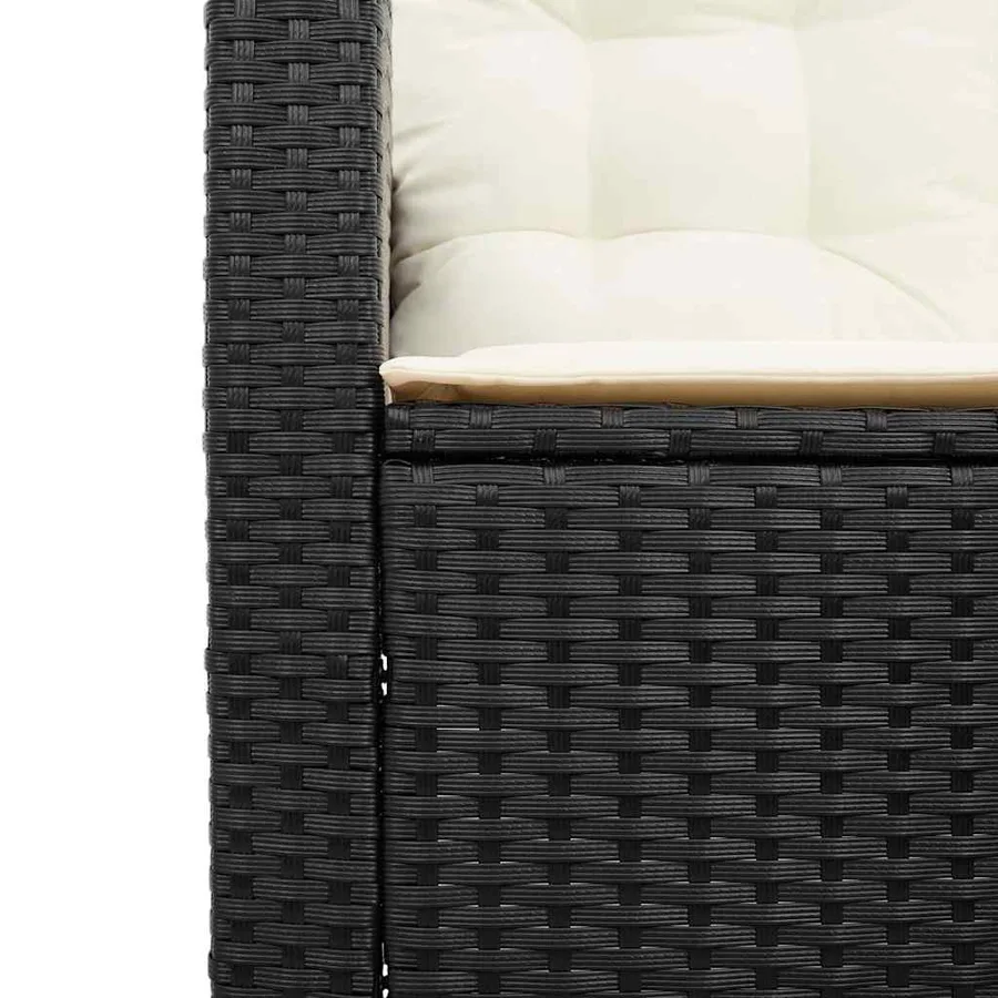 Canapé de jardin en L avec table et coussins noir résine tressée - 9