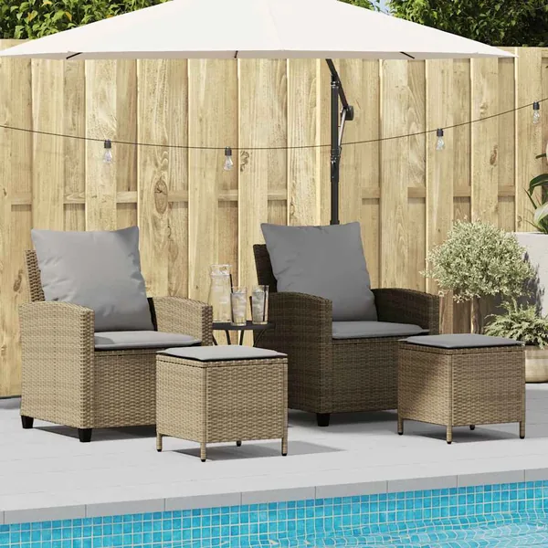 Ensemble de canapé de jardin 4 pcs avec coussins beige résine tressée