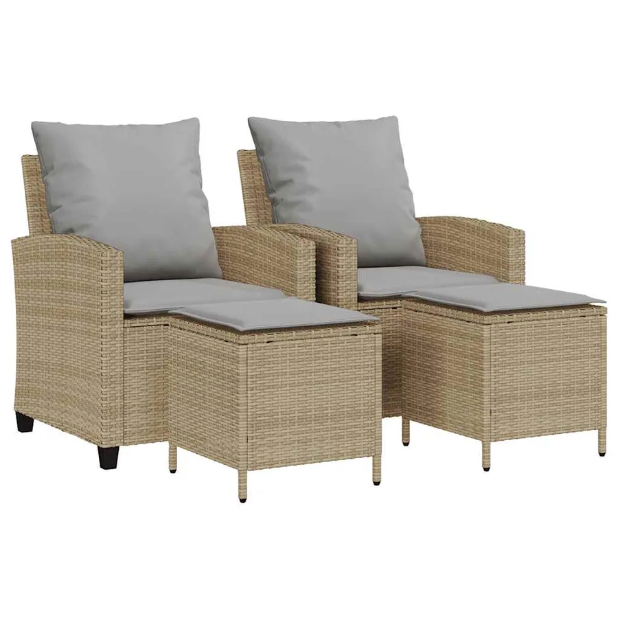 Ensemble de canapé de jardin 4 pcs avec coussins beige résine tressée - 2