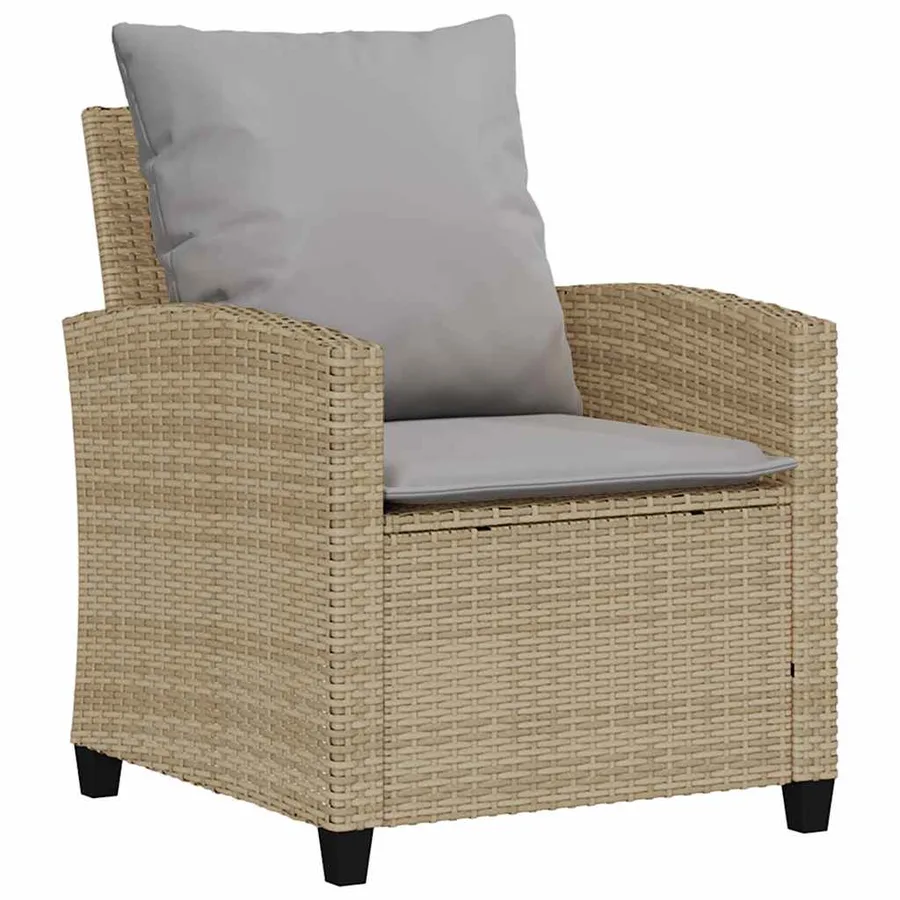 Ensemble de canapé de jardin 4 pcs avec coussins beige résine tressée - 4