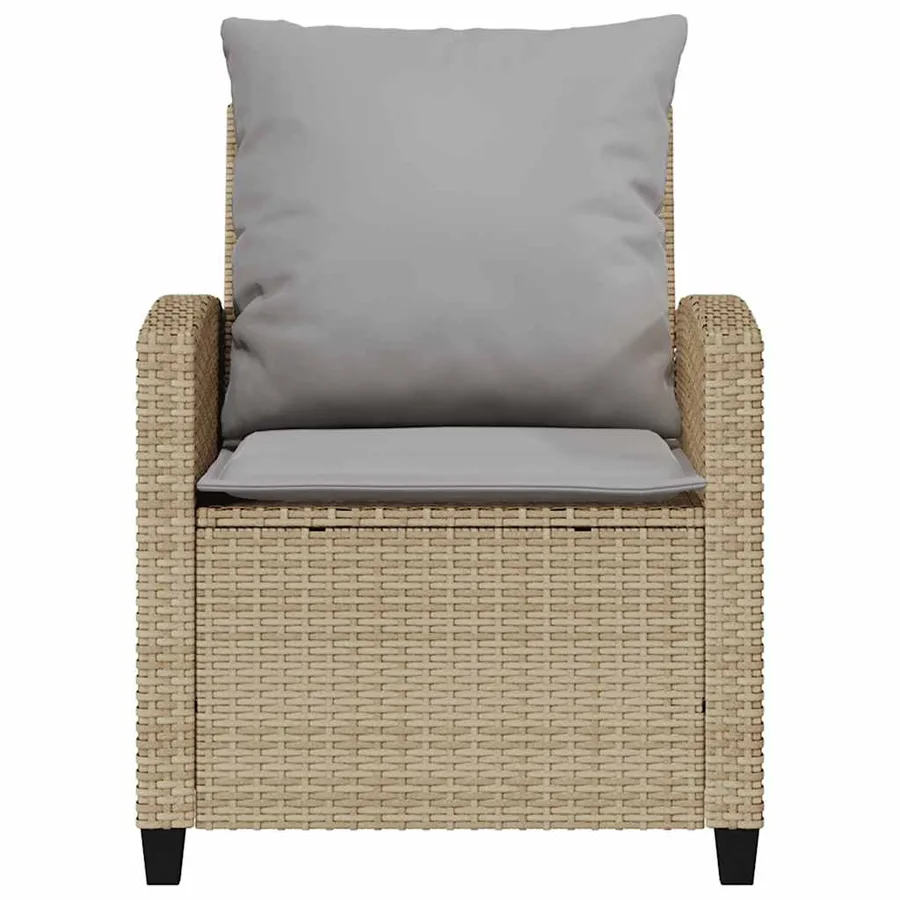Ensemble de canapé de jardin 4 pcs avec coussins beige résine tressée - 5