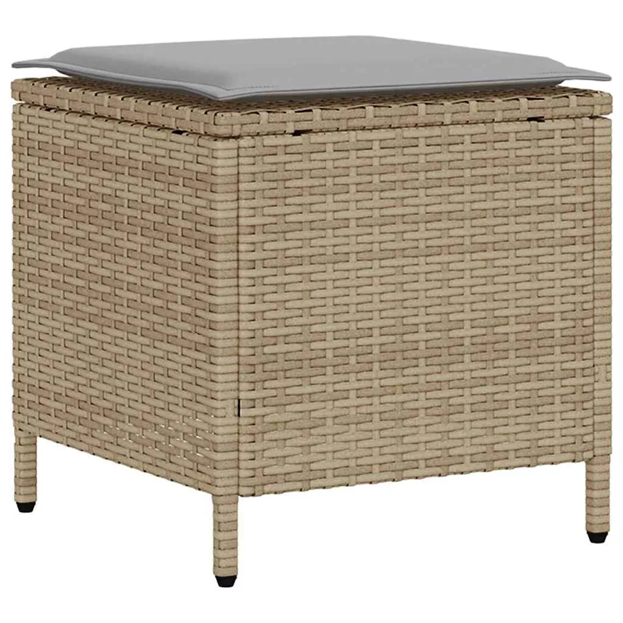 Ensemble de canapé de jardin 4 pcs avec coussins beige résine tressée - 6