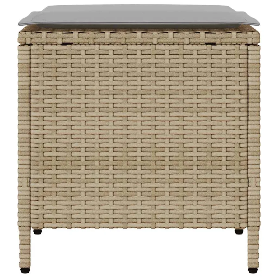 Ensemble de canapé de jardin 4 pcs avec coussins beige résine tressée - 7