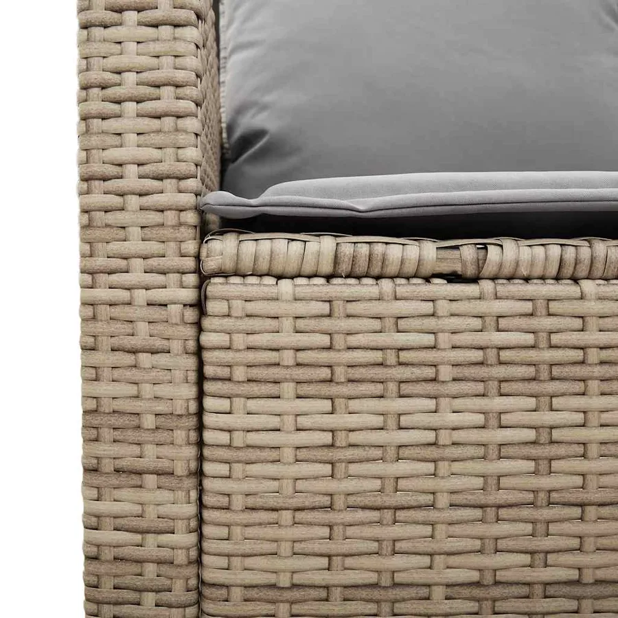 Ensemble de canapé de jardin 4 pcs avec coussins beige résine tressée - 8