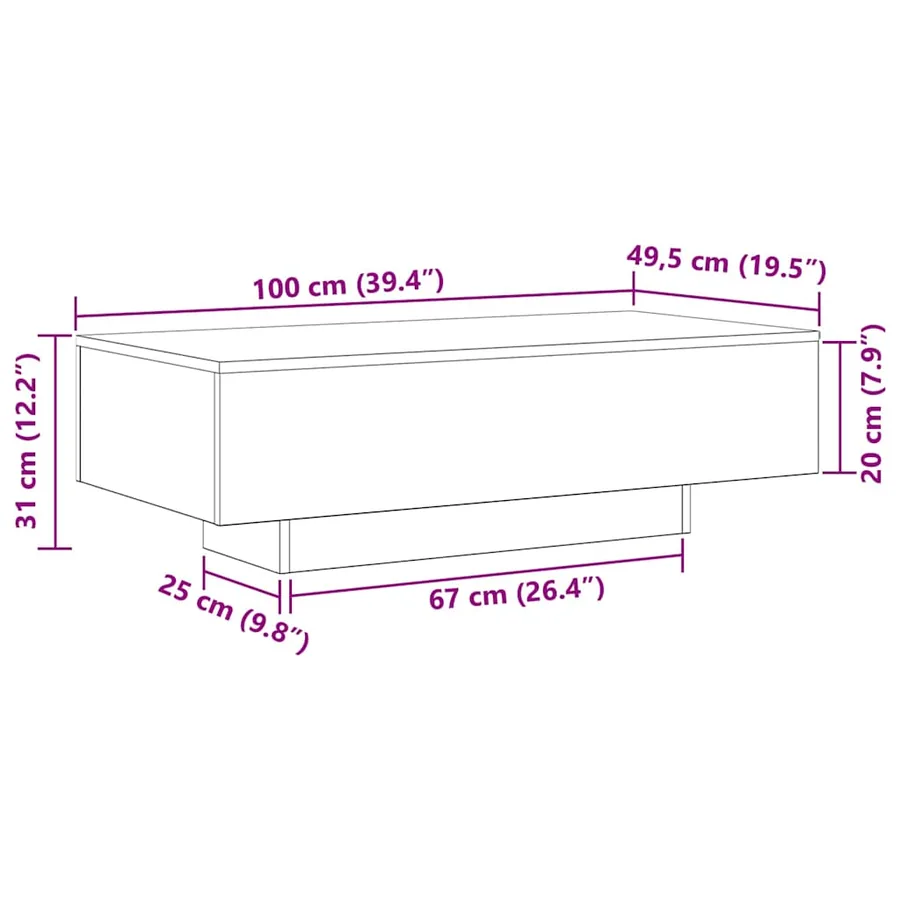 Table basse Chêne noir 100 x 49,5 x 31 cm Bois d'ingénierie - 10
