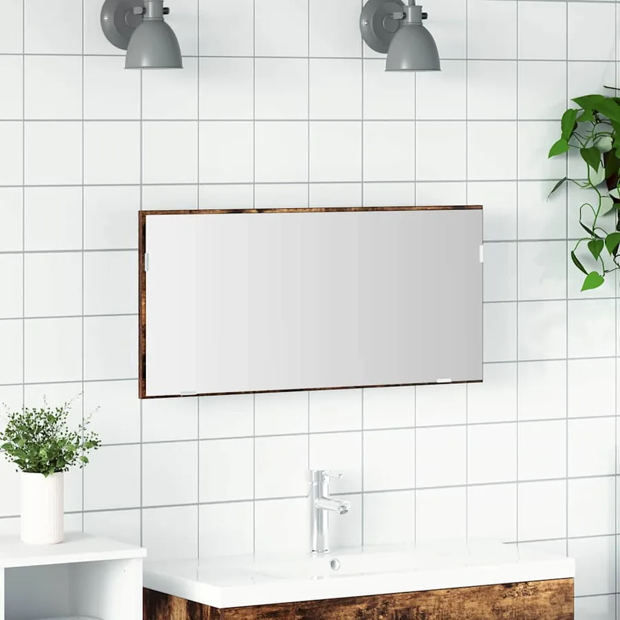 Miroir Montage mural Marron 80 x 37 cm Verre et Bois Ingénierie