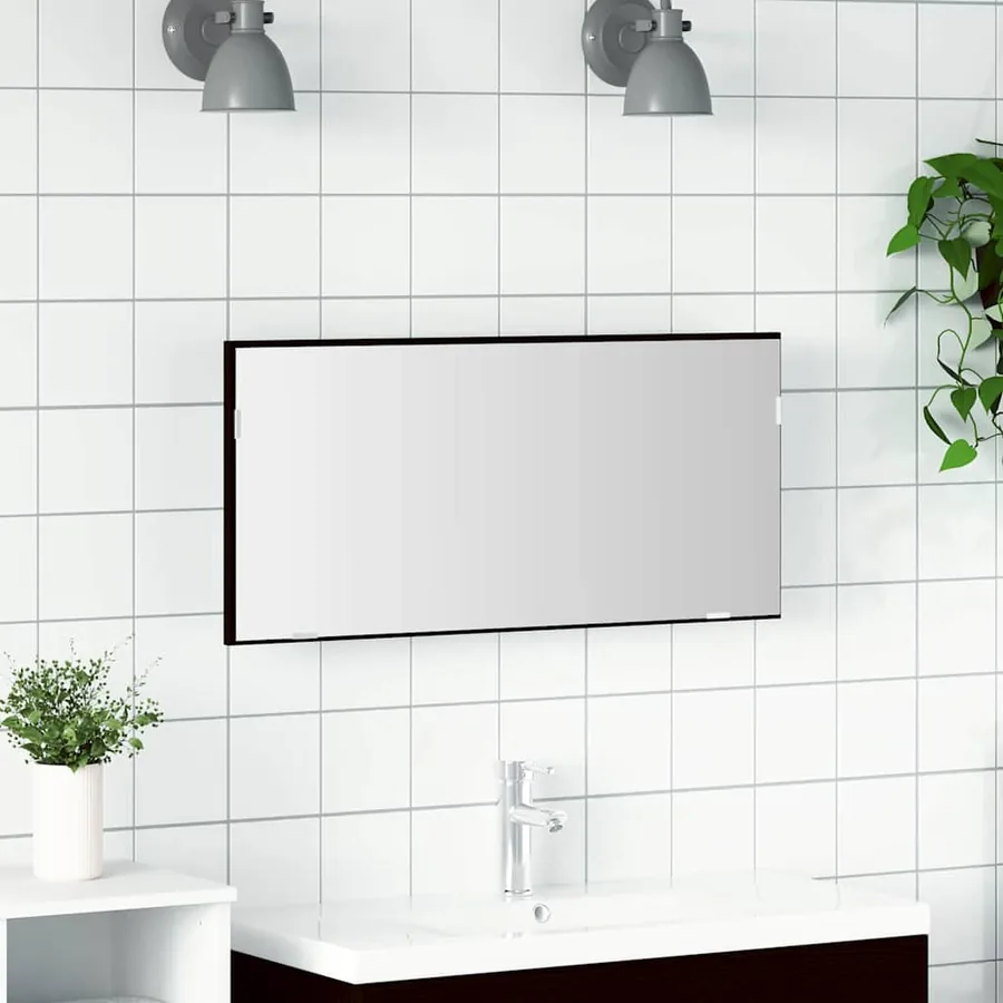 Miroir Chêne noir 80 x 37 cm Verre et Bois Ingénierie