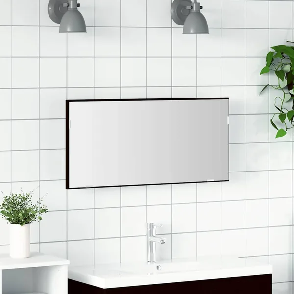 Miroir Chêne noir 80 x 37 cm Verre et Bois Ingénierie