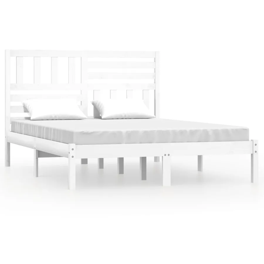 Cadre de lit sans matelas blanc bois de pin massif 120x200 cm - 2